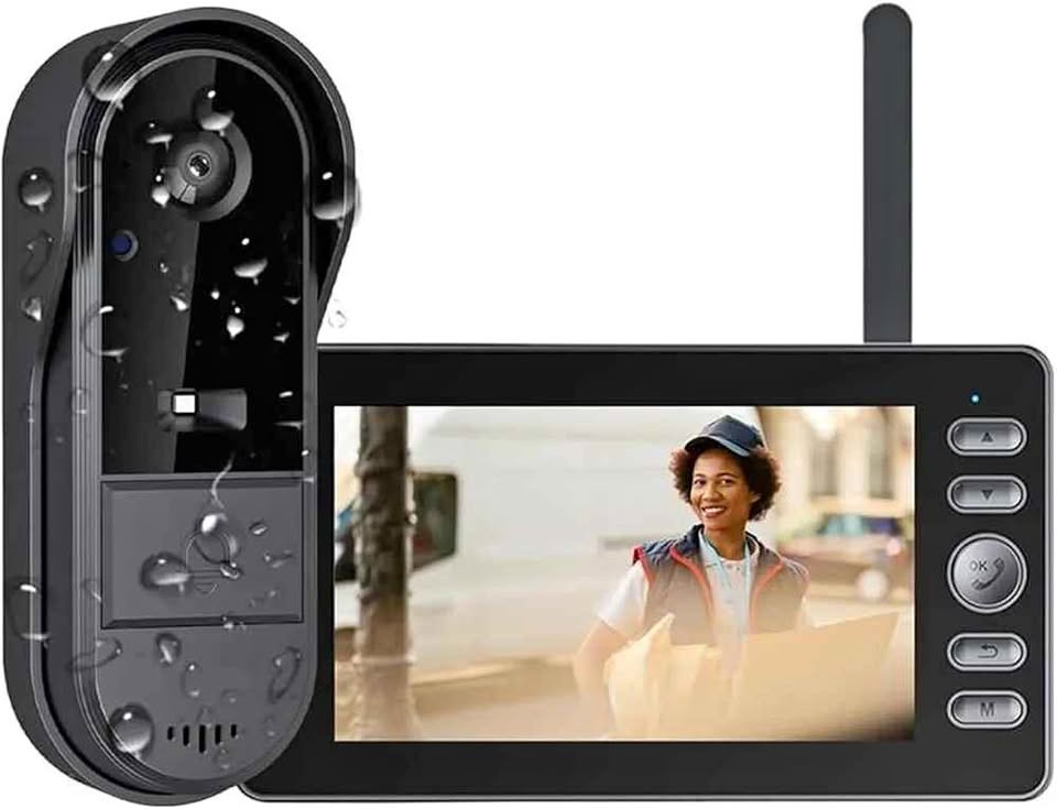 Sonnette sans Fil avec Caméra Extérieur Étanche, Visiophone Vidéo 1080