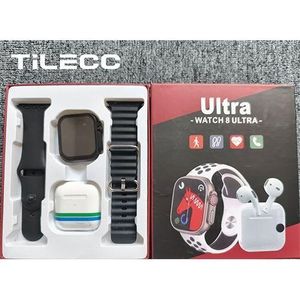 TiLECC Ultra 8 - Montre Intelligente + Ecouteur Bluetooth - Blanc / Noir