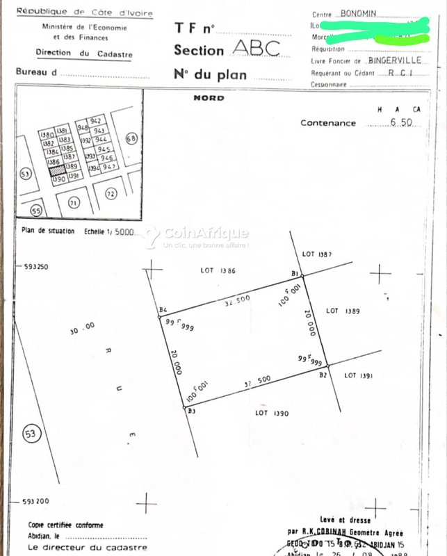 Terrain de 650 m²  - cocody riviera bono