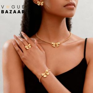 VOGUE BAZAAR Ensemble de bijoux nœud élégant 5 pièces pour femmes, Collier bracelet bou...