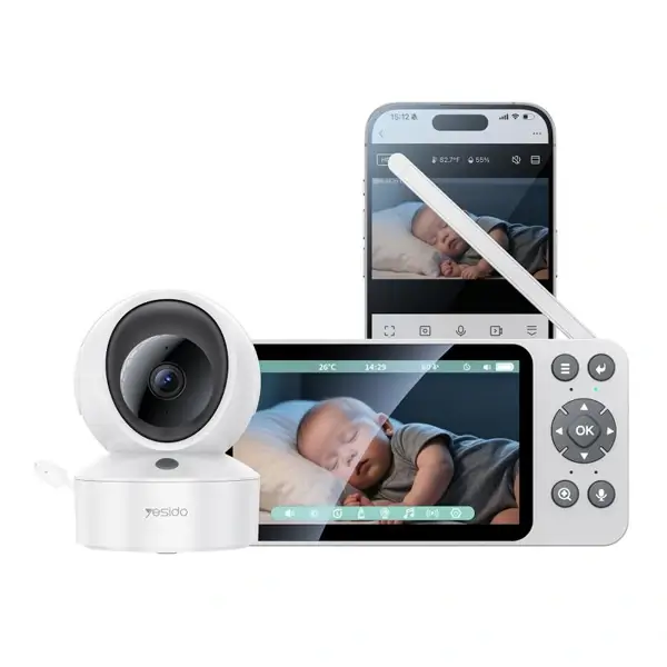 Interphone vidéo sans fil avec écran YESIDO - Écran LCD 5" - Batterie : 4000 mAh - Communicatio