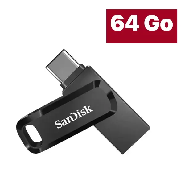 Clé USB SanDisk Ultra Dual Drive Go - Double connectique USB et Type-C - 64Go - 300MB/s - SDDDC