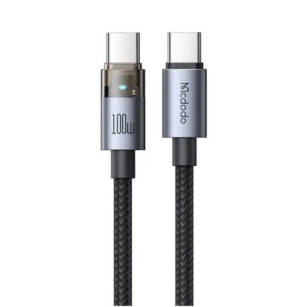 Câble de charge rapide avec lumière LED Mcdodo - 100W - Type-C vers type-C - 1.2m - Arrêt autom