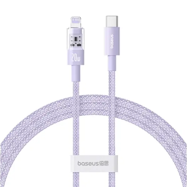 Câble de charge rapide Baseus Purely Lucent Purely Power - 20W - 1m - Type-C vers Lightning - N