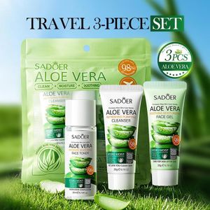 SADOER Pack Voyage Aloe Vera - Nettoyant, Toner & Gel Hydratant (3 Pieces)