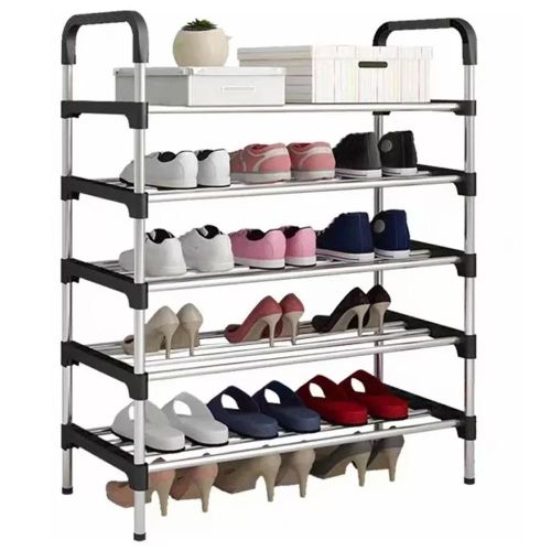 CYFAZA Étagère à Chaussures, 5 Niveaux, Rangement De Chaussures Chambre à Coucher, Noir