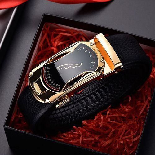 AIDAILU Ceinture En Simili Cuir Pour Homme - Noir/Or