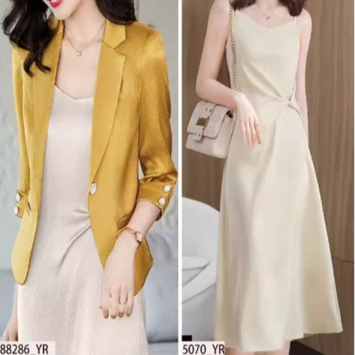 Importé - Ensemble Costume Femme Slim Col Tailleur Deux Pièces En Satin