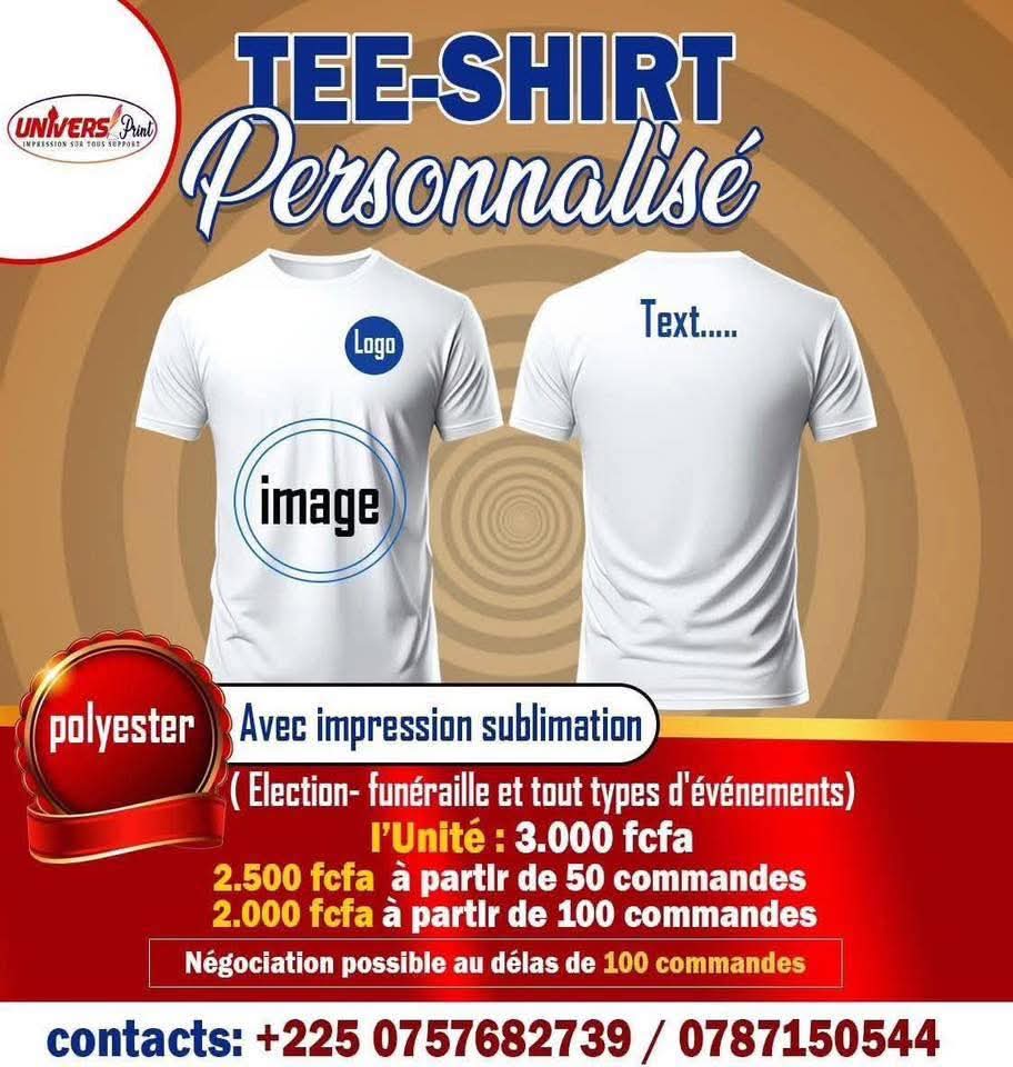  Offre Tee Shirt personnalisé