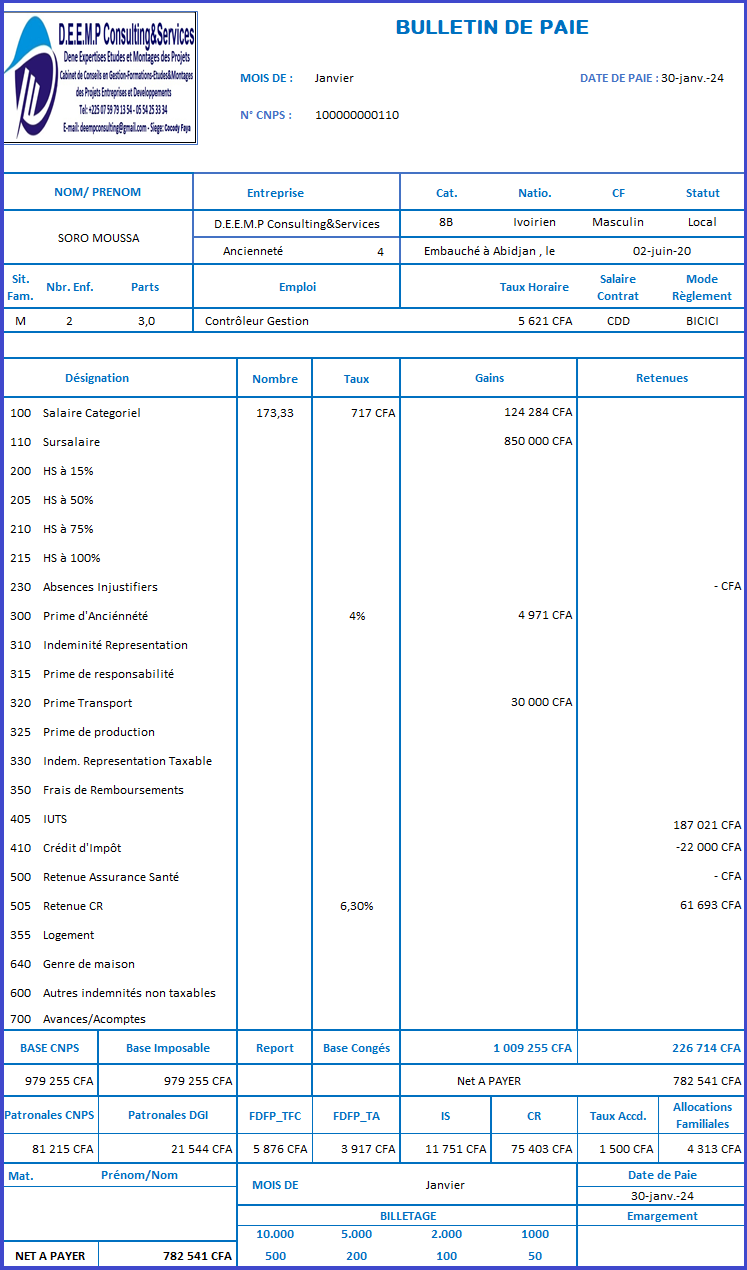 Bulletins automatisés sur Excel, Adapté a la nouvelle reforme fiscale 