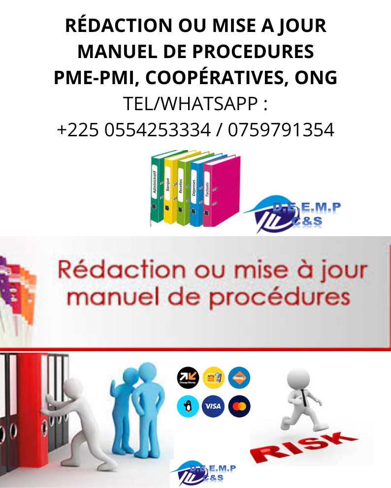Redaction, ou mise a jour des procedures comptables et administratives