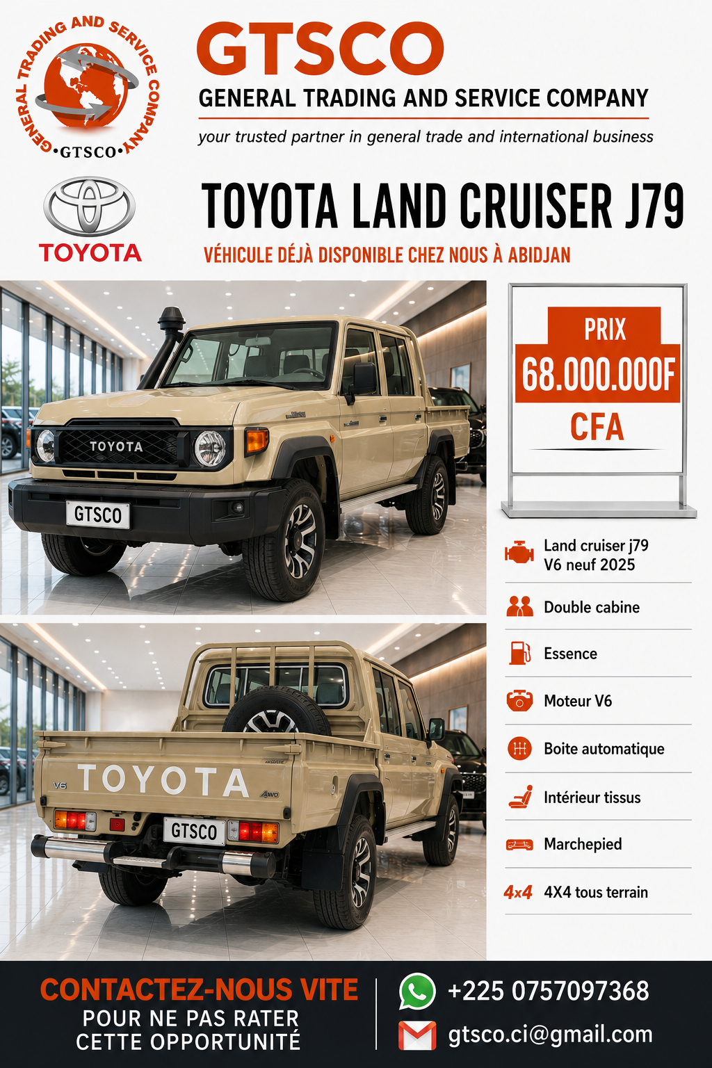 Toyota Land cruiser j79 neuf boite automatique 