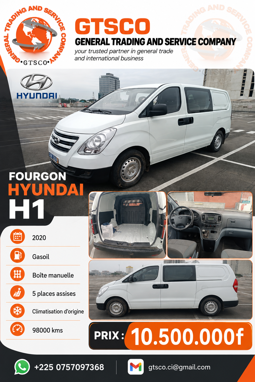 Fourgon hyundai H1 année 2020