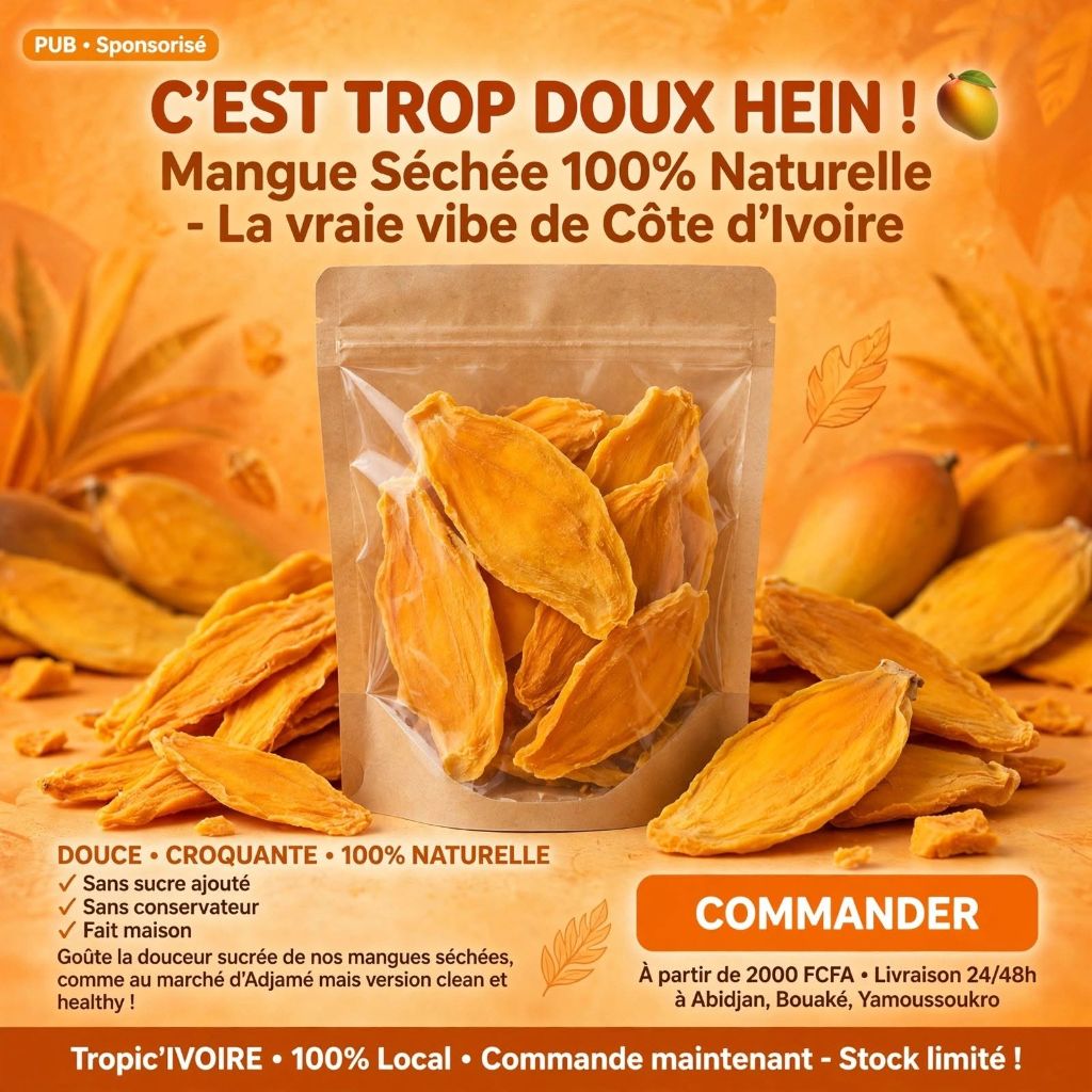 Mangue séchée sans sucre ajouté – 100% naturelle, Côte d'Ivoire