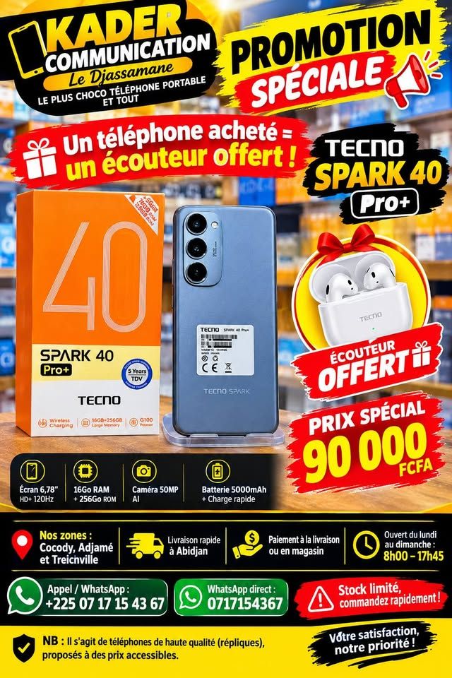 Smartphone + Écouteur Offert – Livraison Abidjan