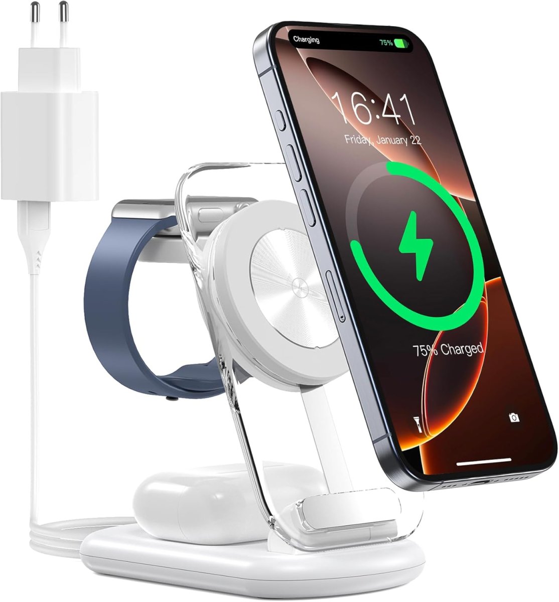 Chargeur sans Fil 3 en 1 pour Mag-Safe, Chargeur magnétique sans Fil Pliable et réglable,