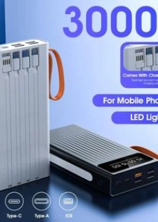 Ranvic Power Bank 30000mAh Portable à Charge Rapide avec Lumière LED/4 Ports de Charge USB