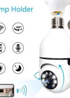 Caméra à Ampoule WiFi Sans Fil Sécurité Domestique Intelligente IR Nuit