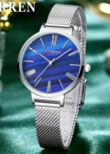 Montre Femme Curren 9076 Bleu Argenté