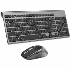Clavier Joyaccess Gris Noir - Azerty avec Pavé Numerique Sans Fil plus Souris Pour Ordinateur,