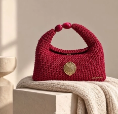 Sac IMARA rose perlé grand format 25x17 cm